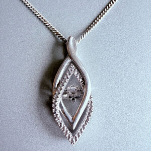 OTC International Floating Diamond Solitaire Sterling Silver Pendant Necklace